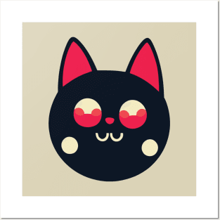 Black Cat With Red Eyes Vector Art Posters and Art